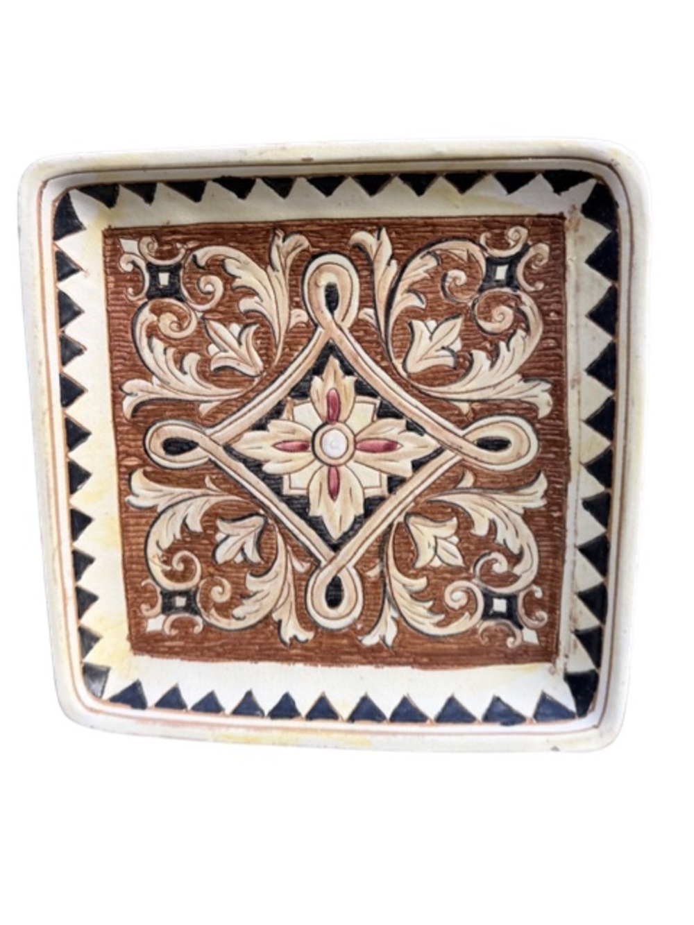 Vintage Square Dish – Italian Sgraffito Tray